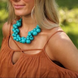 New Beaded Turquoise Cluster Necklace